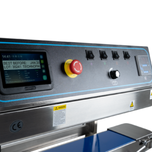 Bolsas selladas e impresas con una selladora digital continua de banda con codificador de inyección térmica de tinta