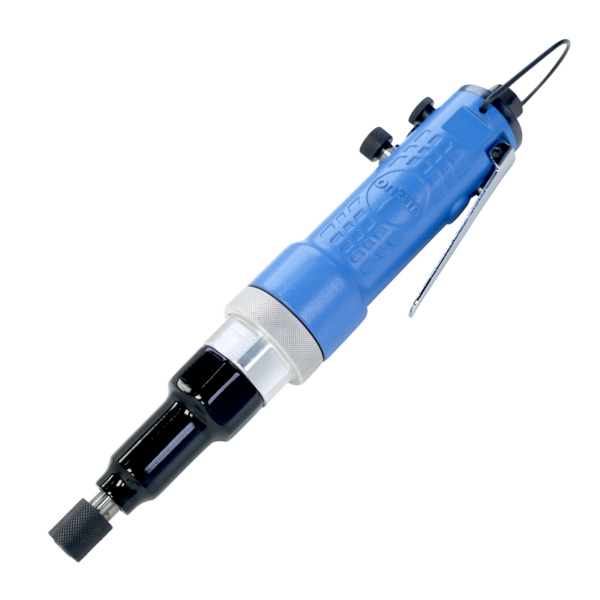 encapsuladora manual azul para botellas con portabrocas negro