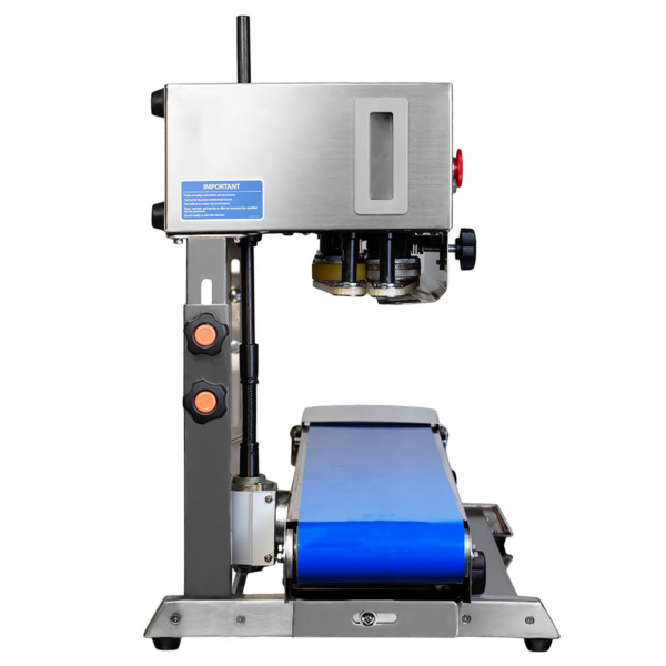 JORES TECHNOLOGIES® Máquina selladora continua de bolsas de acero inoxidable con banda giratoria azul para aplicaciones verticales