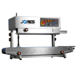 Selladora continua de banda horizontal y vertical de acero inoxidable JORES TECHNOLOGIES® con dial digital de control de temperatura.