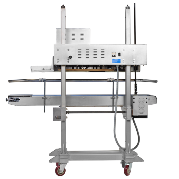 Selladora continua de banda JORES TECHNOLOGIES® de acero inoxidable con banda azul giratoria