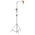 trípode de acero inoxidable con equilibrador de resorte amarillo y medidor negro