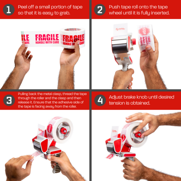 Dispensador de cinta de mano resistente de 2”