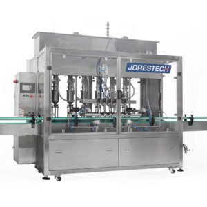 Máquina llenadora de pistón en línea de acero inoxidable de 6 cabezales con transportador de JORES TECHNOLOGIES®