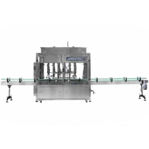 Máquina llenadora de pistón en línea de 6 cabezales de alta precisión JORES TECHNOLOGIES® con transportador