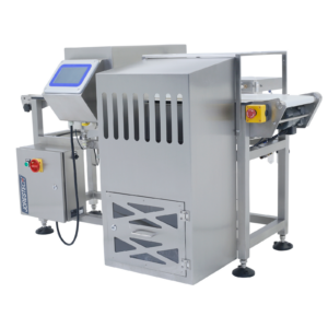 Detector de metales automático para alimentos con cinta transportadora, de acero inoxidable, con sistema de rechazo