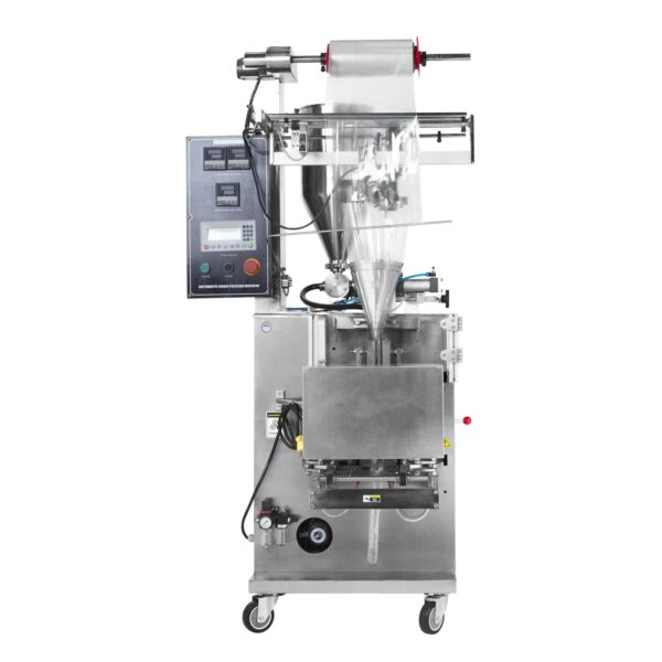 Frontal de un sistema VFFS (formado, llenado y sellado vertical) para líquidos y pastas.