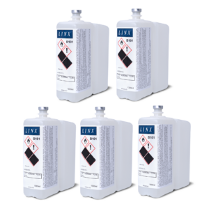 5 envases de 1000 ml cada uno de solvente de sangrado usado para impresoras y codificadores LINX