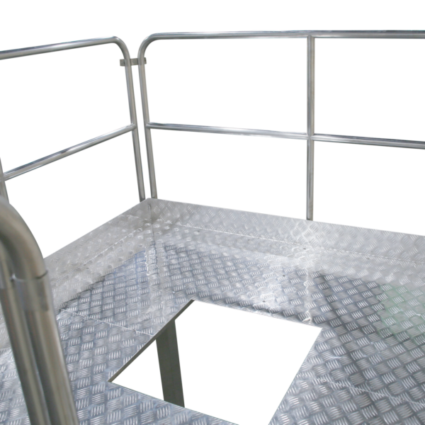 primer plano de la abertura de la plataforma de pesadora combinada de acero inoxidable JORES TECHNOLOGIES®