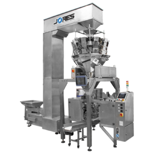 Sistema completo de envasado Vertical Form Fill and Seal (VFFS) con pesadora radial de 10 cabezales de JORES TECHNOLOGIES®