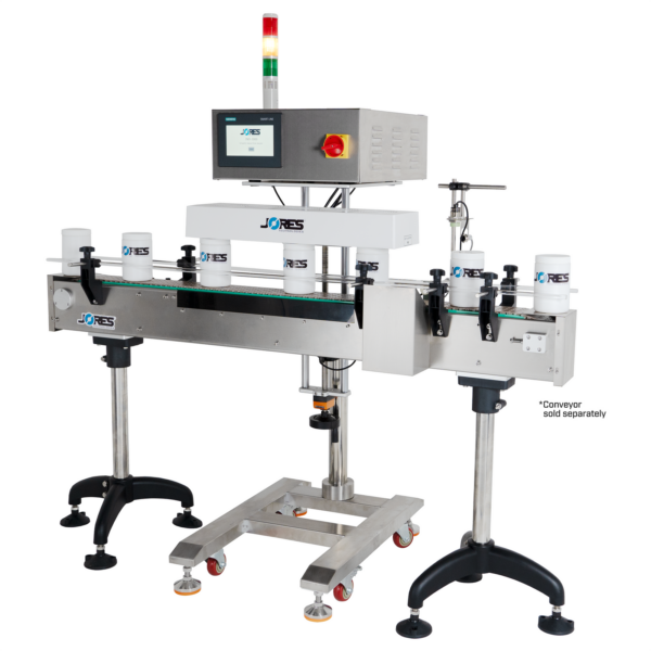 JORES TECHNOLOGIES® Selladora de tapones por inducción en línea para 20 a 120 mm con transportador opcional