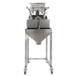 Pesadora lineal de dos cabezales de 4000 ml con soporte de acero inoxidable con ruedas