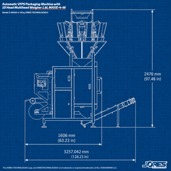 Máquina automática de envasado VFFS con pesadora multicabezal de 10 cabezales 1.6L MAXE-4-W