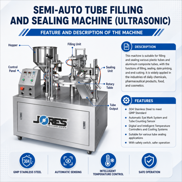 Máquina semiautomática de llenado y sellado de tubos por ultrasonidos E-TUBE-30
