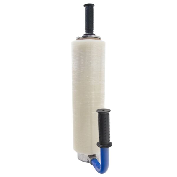 dispensador manual de película stretch para palets de mano con un rollo de película stretch