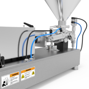 primer plano de los componentes de la máquina del llenador de pistón para pasta JORES TECHNOLOGIES®