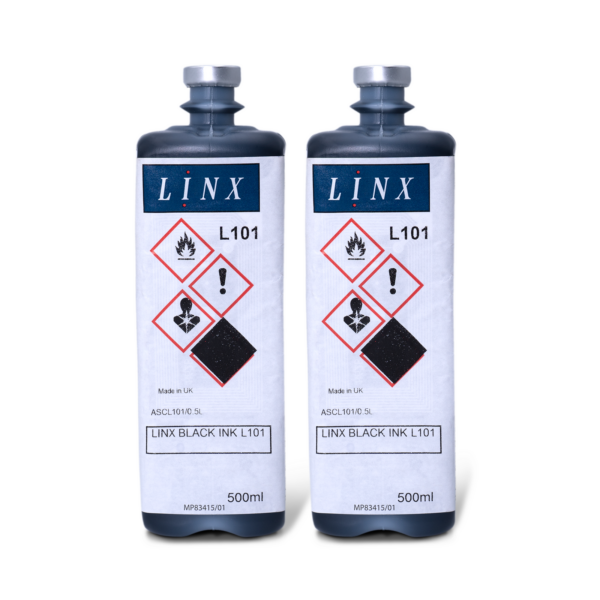 2 envases reemplazables de 500 ml de tinta negra multiusos LINX
