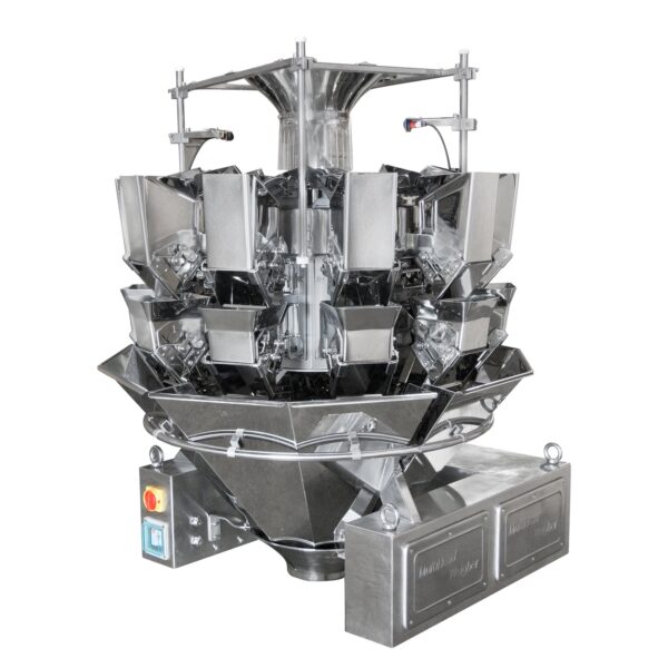 La pesadora combinada radial de 10 cabezales de acero inoxidable JORES TECHNOLOGIES® en vista diagonal