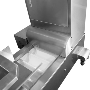 Elevador de cangilones motorizado de acero inoxidable con alimentador vibratorio