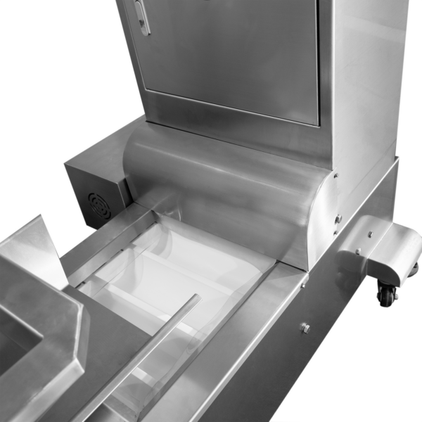 Elevador de cangilones motorizado de acero inoxidable con alimentador vibratorio