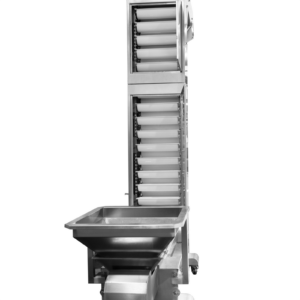 Elevador de cangilones motorizado de acero inoxidable con alimentador vibratorio