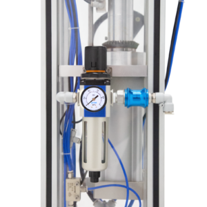 Primer plano del regulador de aire comprimido del llenador neumático de pistón para alta viscosidad JORES TECHNOLOGIES®
