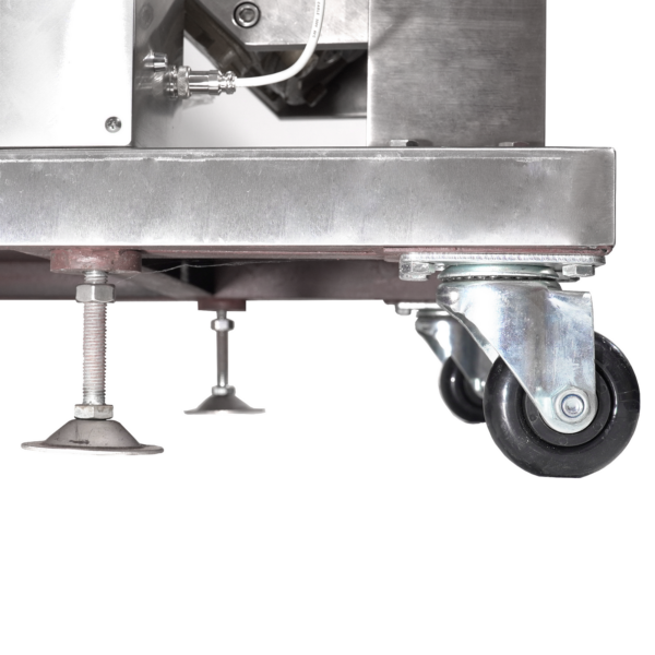 Elevador de tornillo para polvo de acero inoxidable con agitador, patas y ruedas