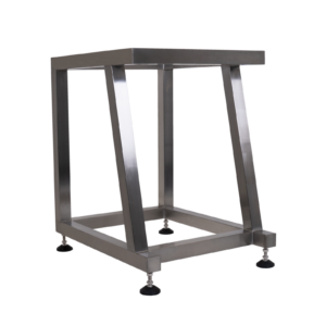 Vista diagonal del soporte de acero inoxidable para la pesadora lineal 403 de JORES TECHNOLOGIES®. Base para pesadora lineal