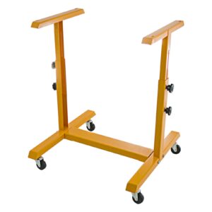 soporte amarillo para selladora continua de banda JORES TECHNOLOGIES® 630 con ruedas giratorias negras
