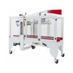 Máquina selladora de cajas semiautomática con barras de tracción laterales rojas de JORES TECHNOLOGIES®