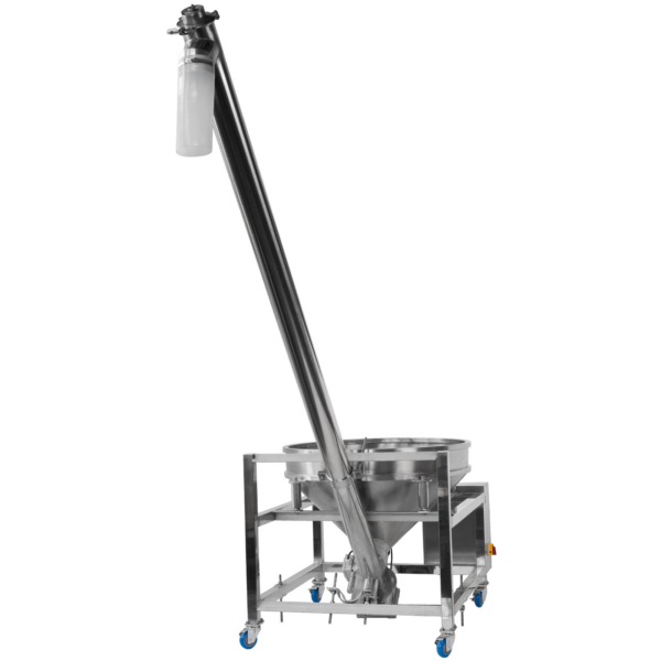 Transportador de tornillo flexible helicoidal de acero inoxidable para transportar polvos no fluidos hacia máquinas llenadoras de tornillo sinfín