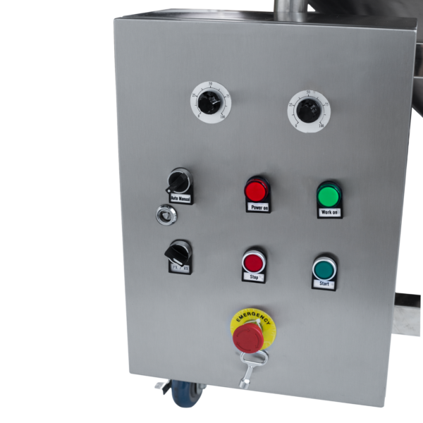 Panel de control de un transportador de tornillo helicoidal sinfín para polvos a granel no fluentes
