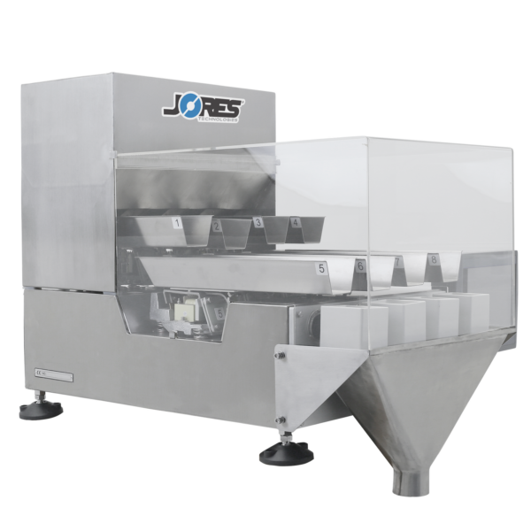 JORES TECHNOLOGIES® Máquina de pesaje lineal de acero inoxidable para envasar pequeñas cantidades de productos a granel y de flujo libre