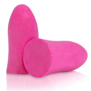 Primer plano de 2 tapones para los oídos rosa ultrasuaves