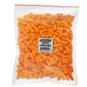 Bolsa de recarga transparente con 250 pares de tapones auditivos de espuma suave JORESTECH® color naranja