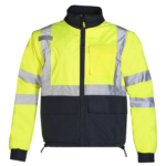 Vista frontal de la chaqueta de seguridad reversible JORESTECH 4 en 1 de alta visibilidad con mangas desmontables