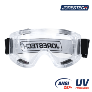 Gafas de seguridad antivaho. El texto dice: ANSI Z87+ y protección UV