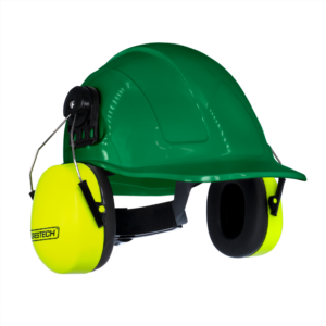 Kit de casco de seguridad estilo gorra con orejeras montables color lima