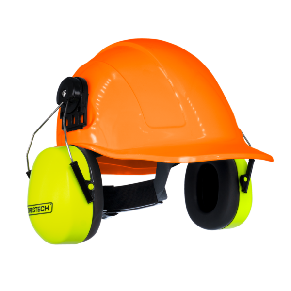 Kit de casco de seguridad tipo gorra con orejeras montables color lima