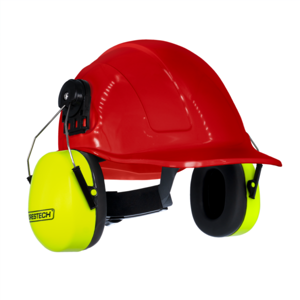 Kit de casco de seguridad estilo gorra con orejeras montables color lima