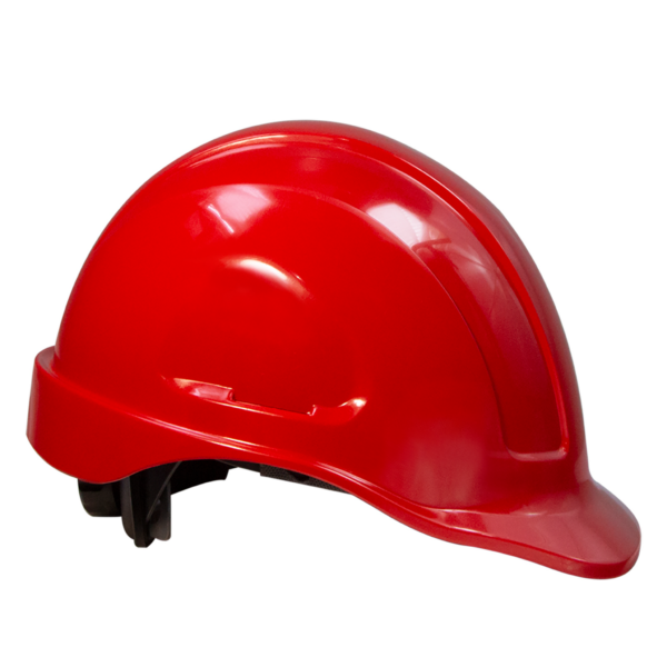 Kit de casco de seguridad rojo estilo gorra con orejeras montables y pantalla facial de alta transparencia