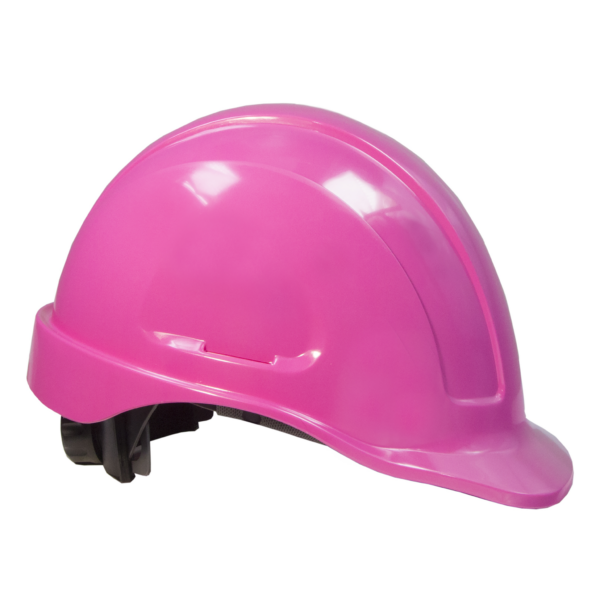 Casco de seguridad estilo gorra rosa con suspensión de 4 puntos