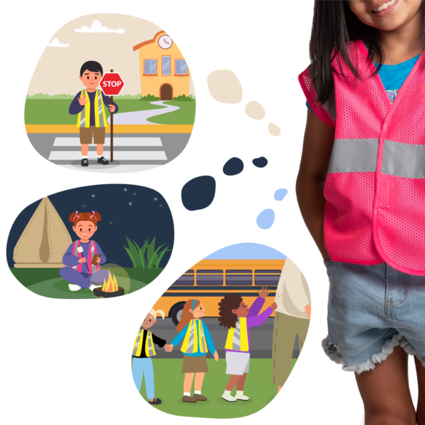 Chaleco de seguridad rosa reflectante para niñas para la escuela y actividades al aire libre