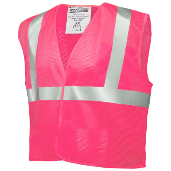 Chaleco de seguridad rosa de alta visibilidad con bandas reflectantes para niños
