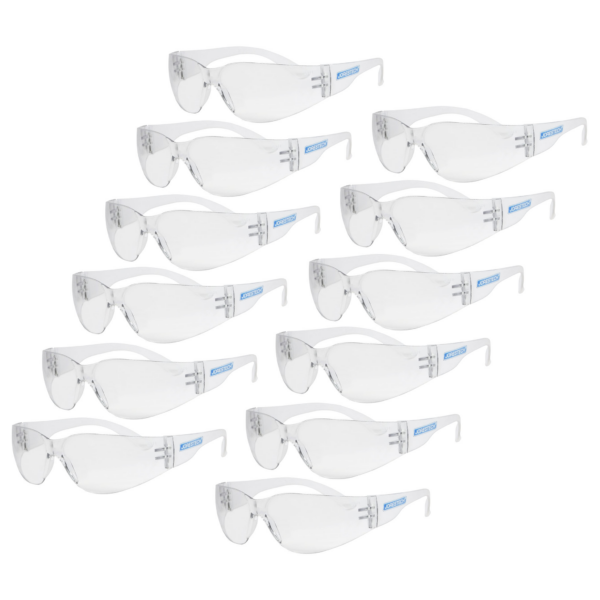 Paquete de 12 gafas de seguridad JORESTECH transparentes, de alto impacto y conformes con ANSI.