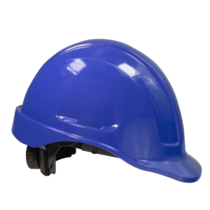 Casco de seguridad azul con ranuras compatibles con orejeras JORESTECH
