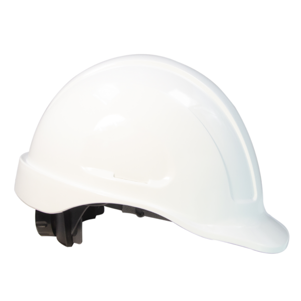Casco de seguridad blanco con ranuras compatibles con orejeras JORESTECH