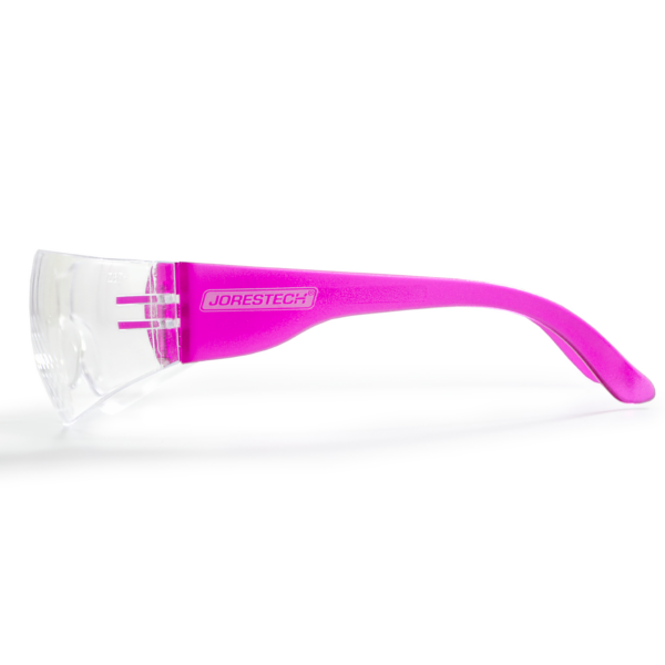 Gafas de seguridad transparentes para protección contra impactos elevados con patillas de color rosa