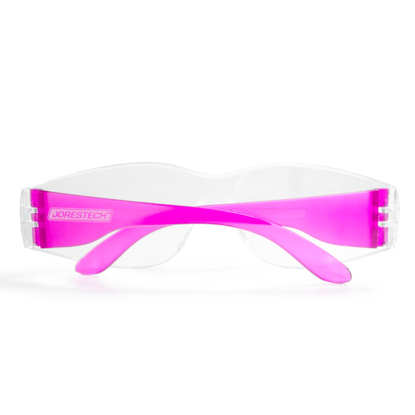 Gafas de seguridad transparentes conformes con ANSI para protección contra alto impacto con varillas rosas de color