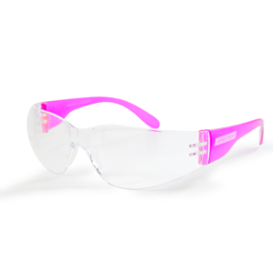 Gafas de seguridad transparentes para protección de alto impacto con varillas rosas de color rosa